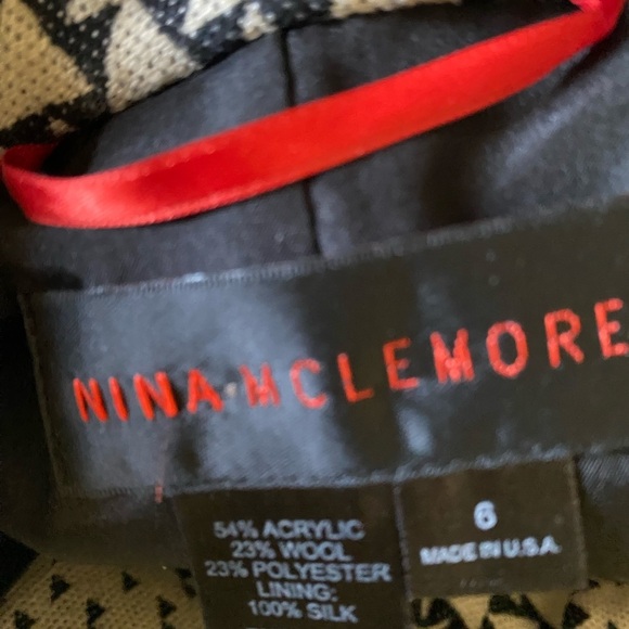 $795 NINA MCLEMORE JACQUARD DIAMOND WOOL BLEND OFFICE SIREN DESIGNER CAR COAT6 - Picture 12 of 15